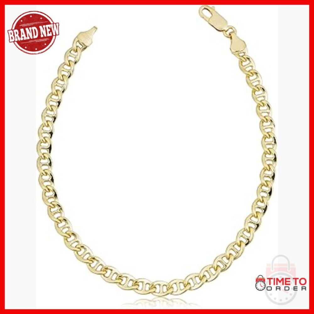 14k Gold Filled Mariner Link Bracelet 8.5 Inch Unisex Jewelry